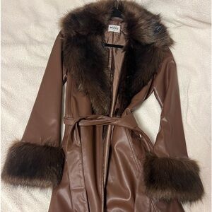 MUMU from Revolve brown winter fur coat!